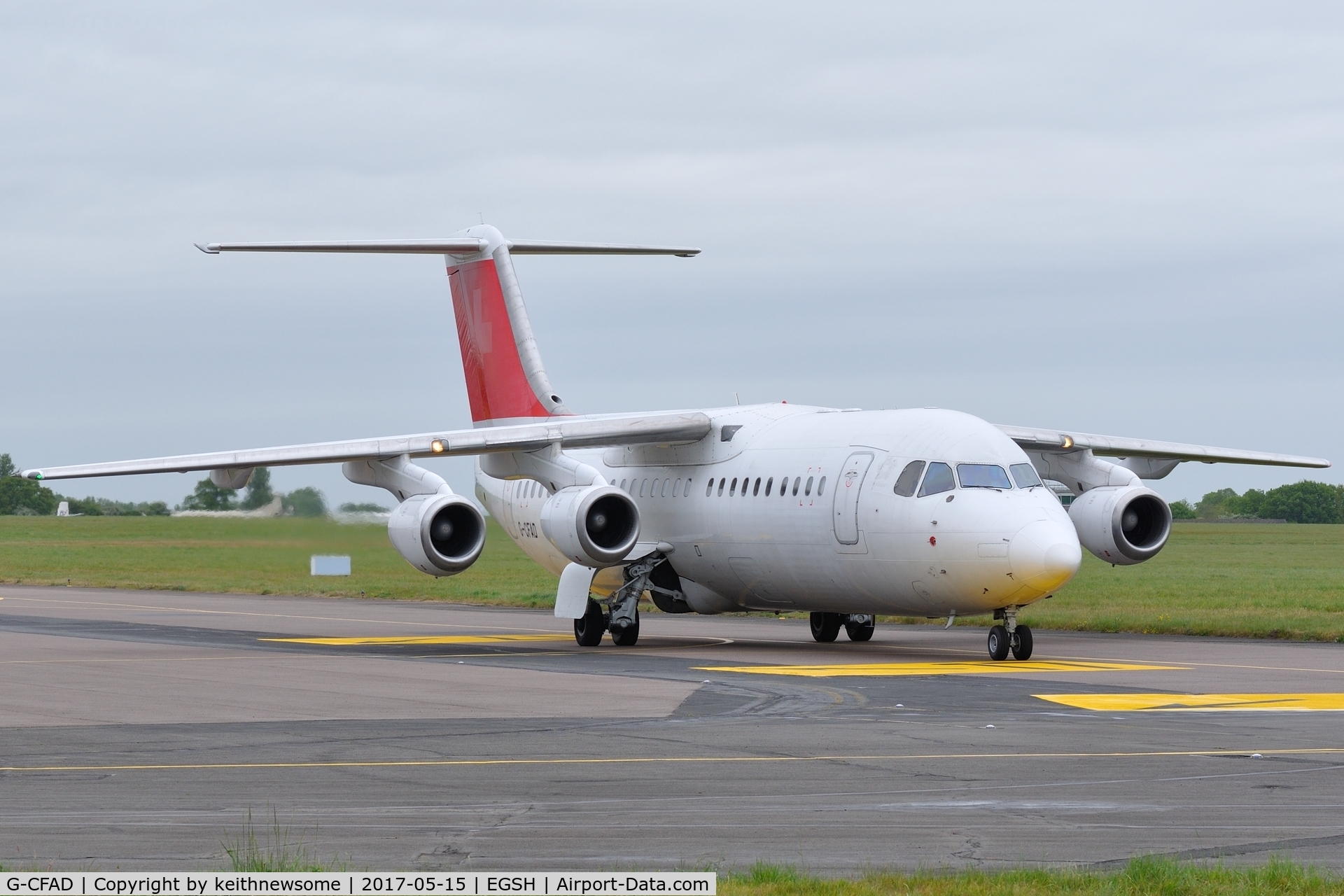 G-CFAD, 2000 British Aerospace Avro 146-RJ100 C/N E3380, Arriving for paintwork showing signs of former operator SWISS as HB-IYT.