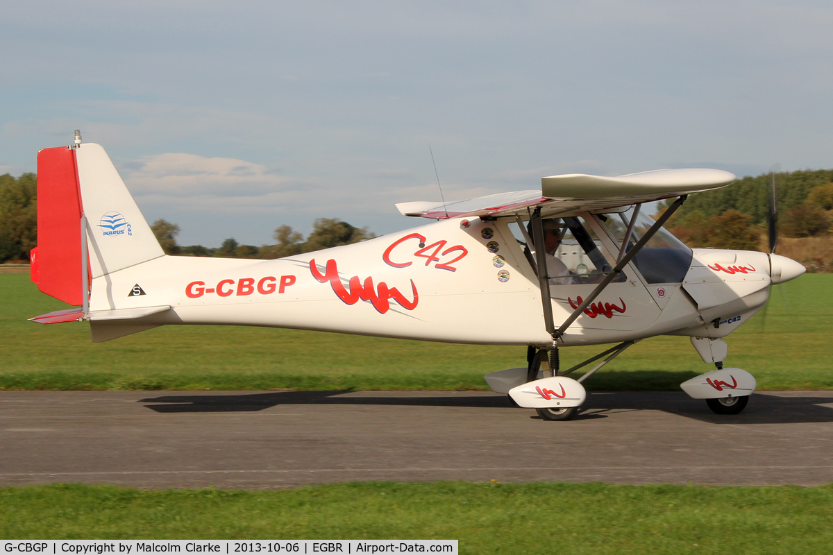 G-CBGP, 2001 Comco Ikarus C42 FB UK C/N PFA 322-13741, Comco Ikarus C42 FB UK at Breighton Airfield's Pre-Hibernation Fly-In. October 6th 2013.