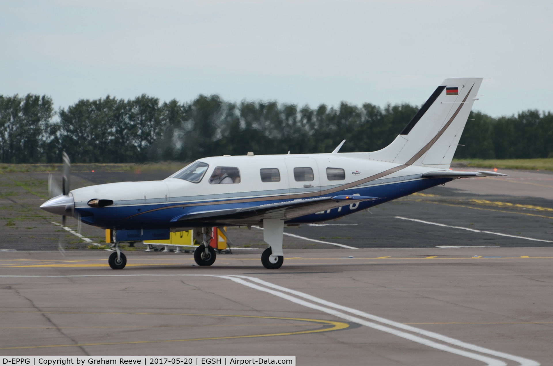 D-EPPG, Piper PA-46-500TP Malibu Meridian C/N 4697158, Just landed at Norwich.