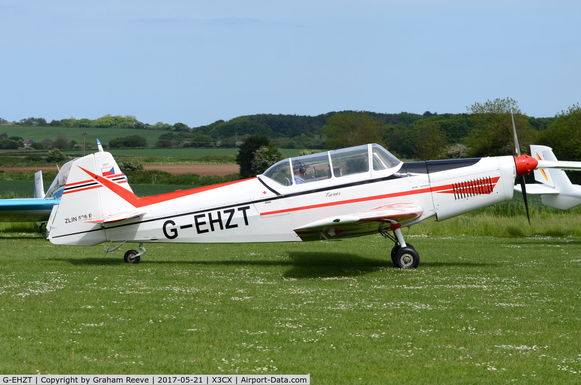 G-EHZT, 1974 Zlin Z-526F Trener Master C/N 1317, Just landed at Northrepps.