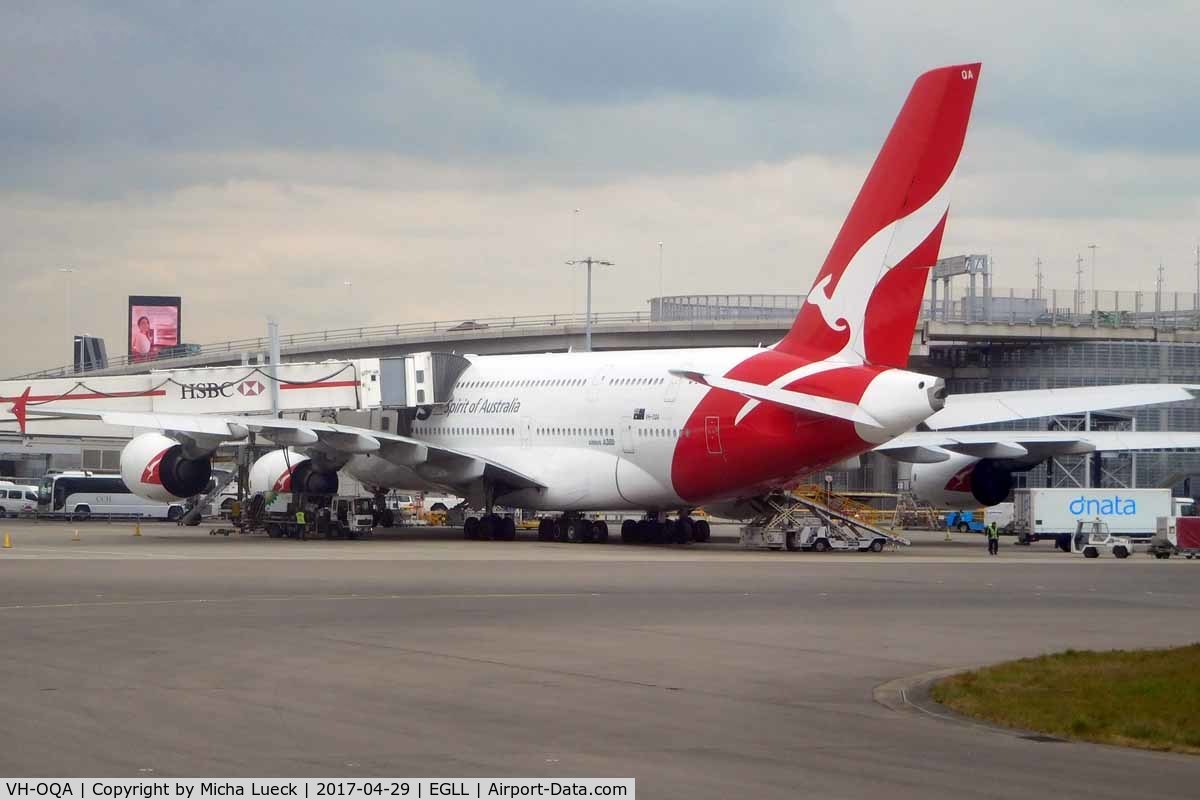 VH-OQA, 2008 Airbus A380-842 C/N 014, At Heathrow