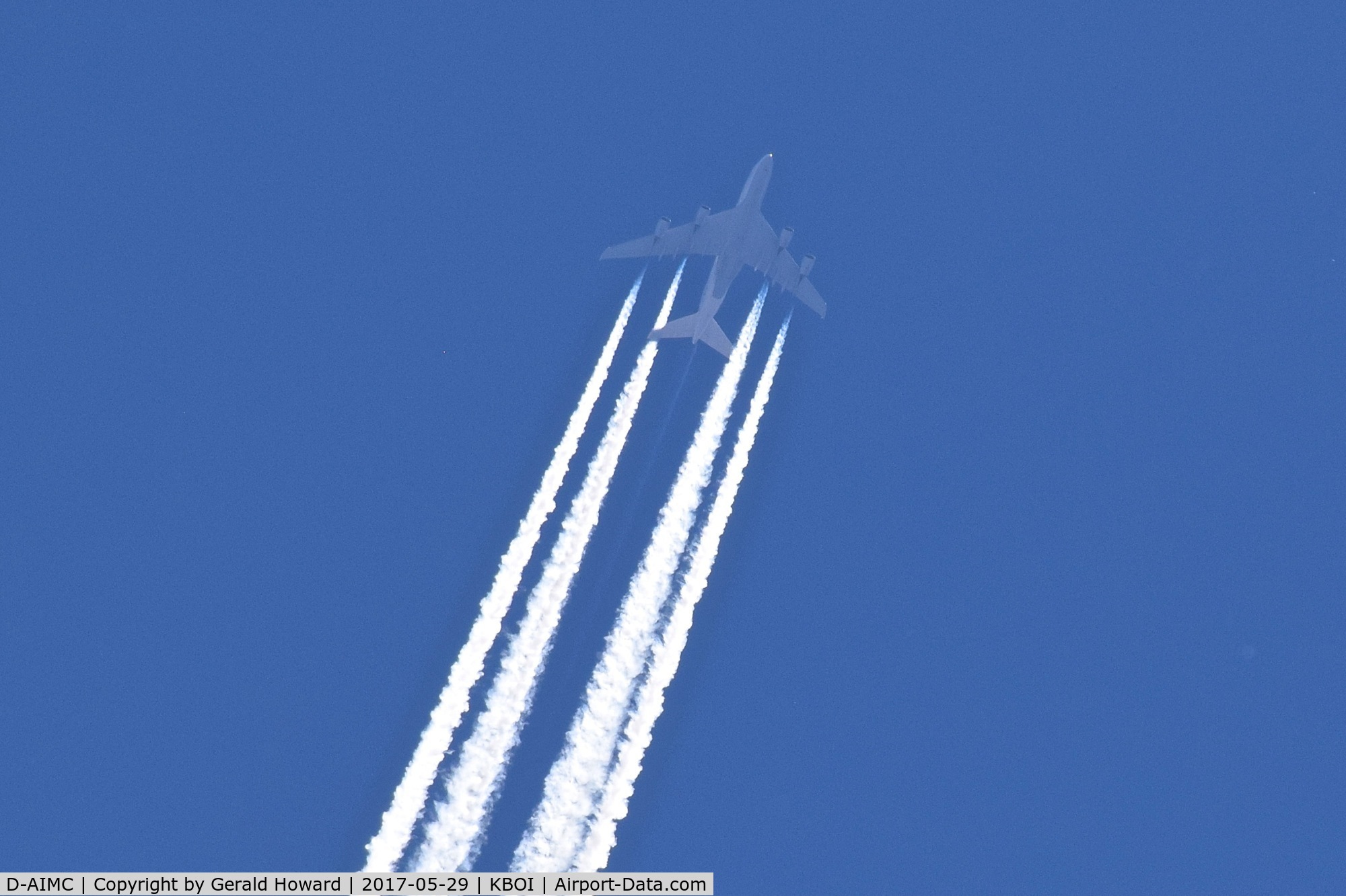 D-AIMC, 2010 Airbus A380-841 C/N 044, Over BOI at 40,000 feet. Lufthansa Flight 454, FRA to SFO