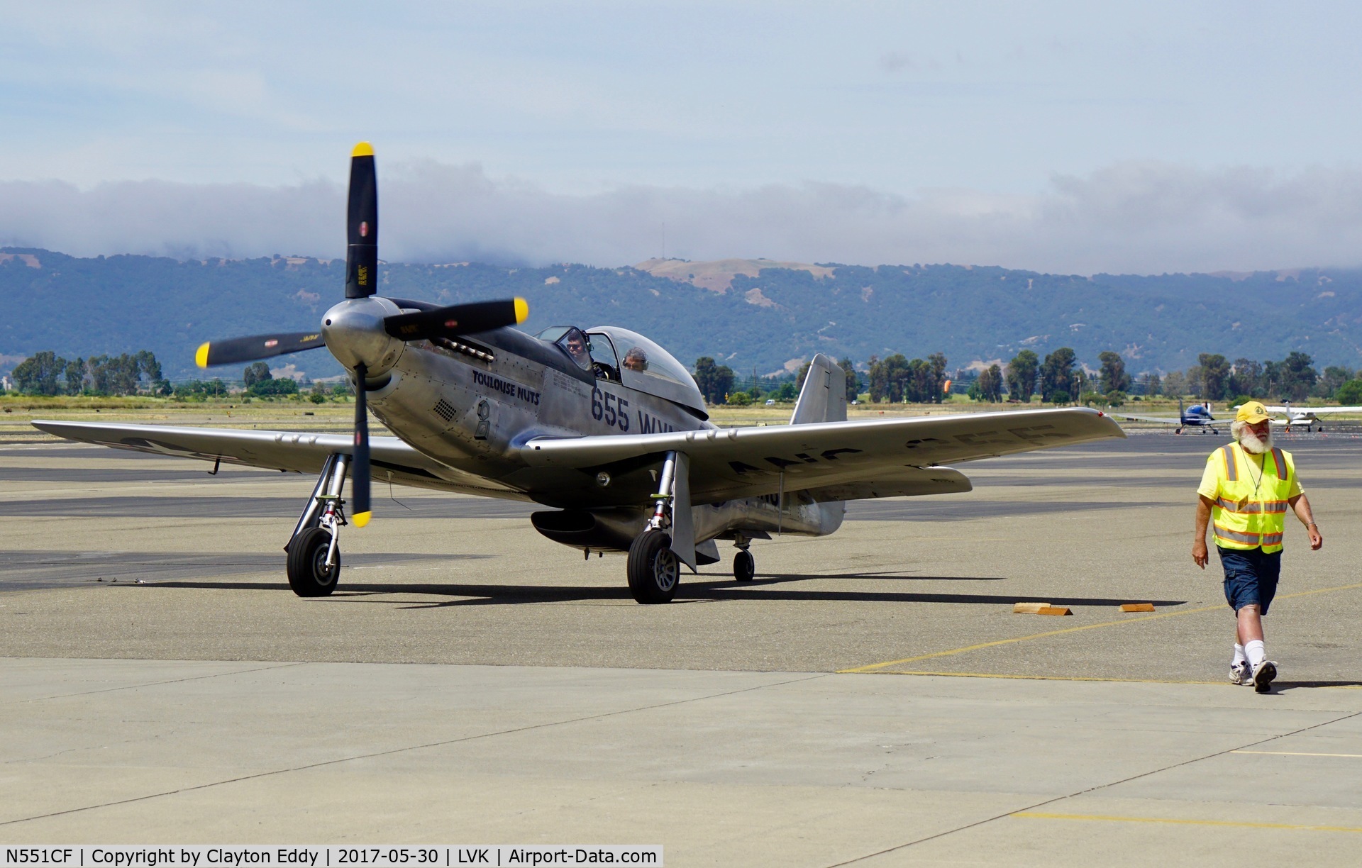 N551CF, 1944 North American TF-51D Mustang C/N 122-44511, Livermore Airport California 2017.