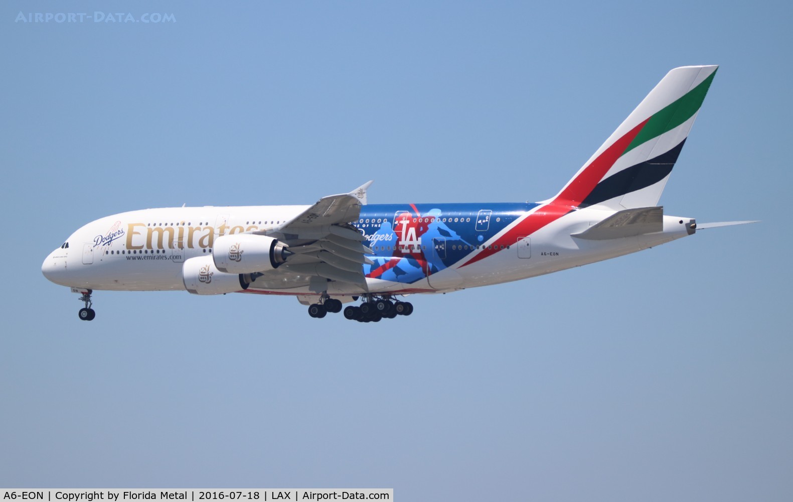 A6-EON, 2015 Airbus A380-861 C/N 188, Emirates LA Dodgers