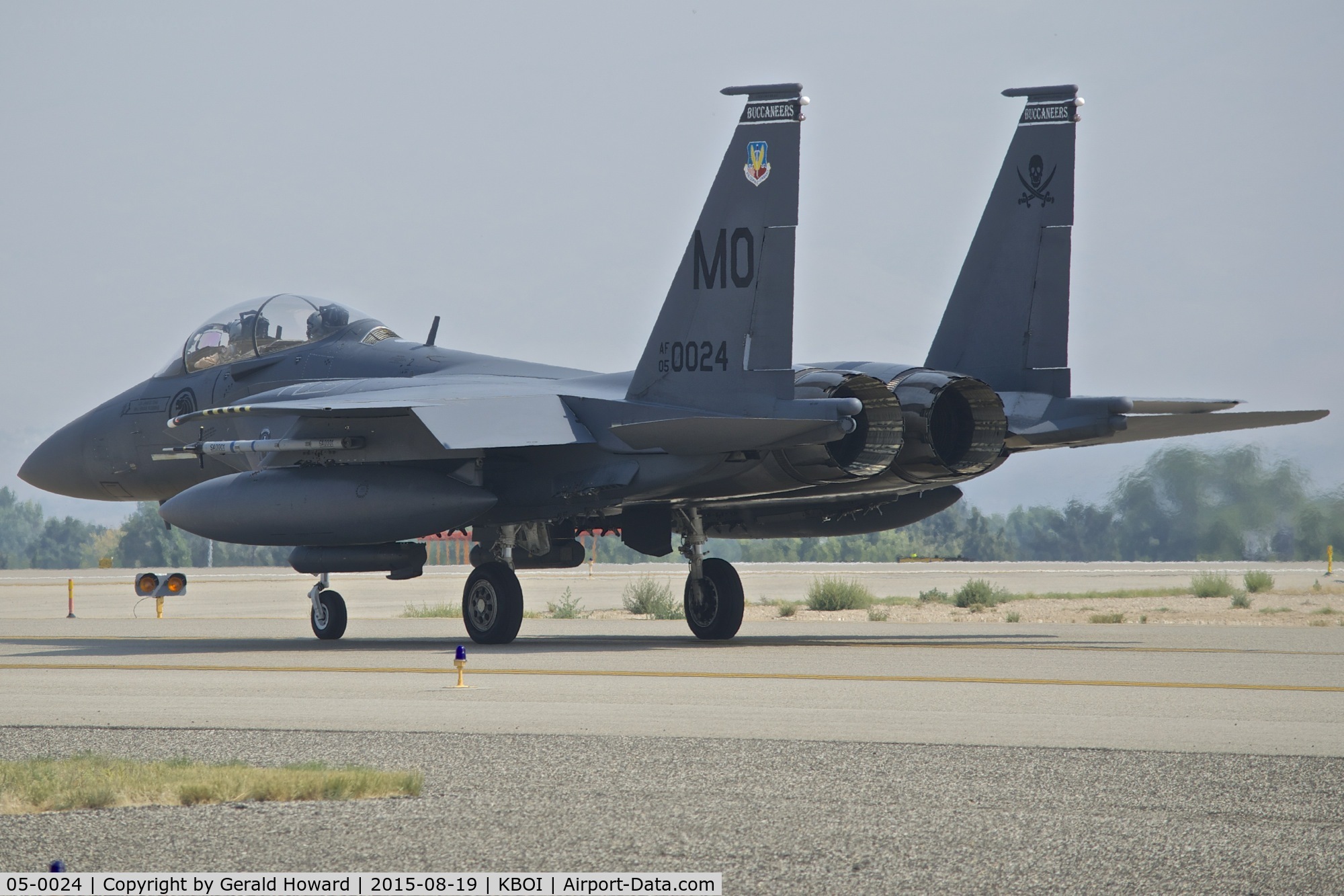 05-0024, 2005 Boeing F-15SG Strike Eagle C/N SG24, At the hold line for RWY 10R.  428th Fighter Sq. 