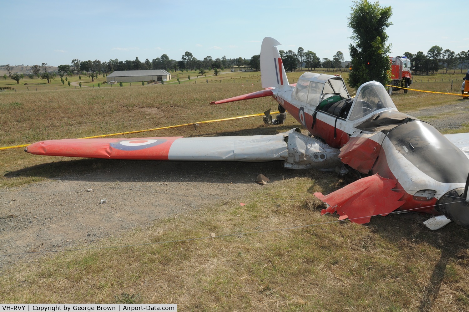 VH-RVY, 1951 De Havilland DHC-1 Chipmunk T.10 C/N C1/0472-DHB.f336, Another view of the crashed aircraft