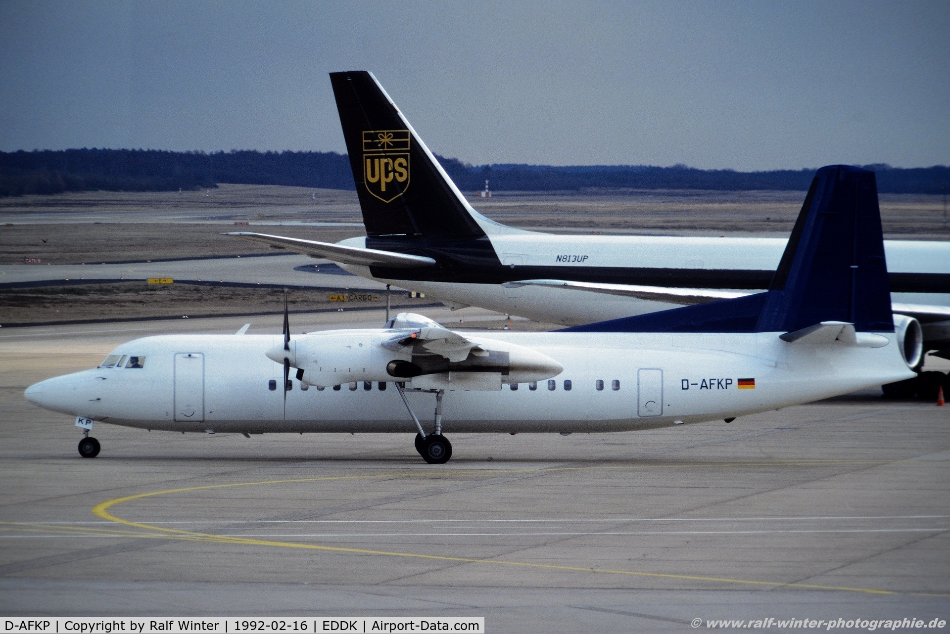 D-AFKP, 1991 Fokker 50 C/N 20235, Fokker 50 - DLT out of colours - D-AFKP - 16.02.1992 - CGN