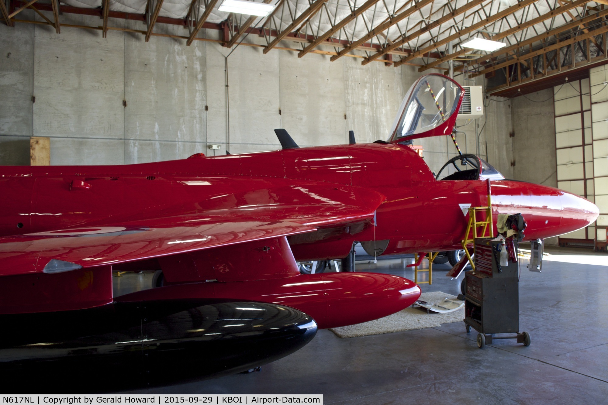 N617NL, 1959 Hawker Hunter T.7 C/N 41H-695449, In for maintenance.