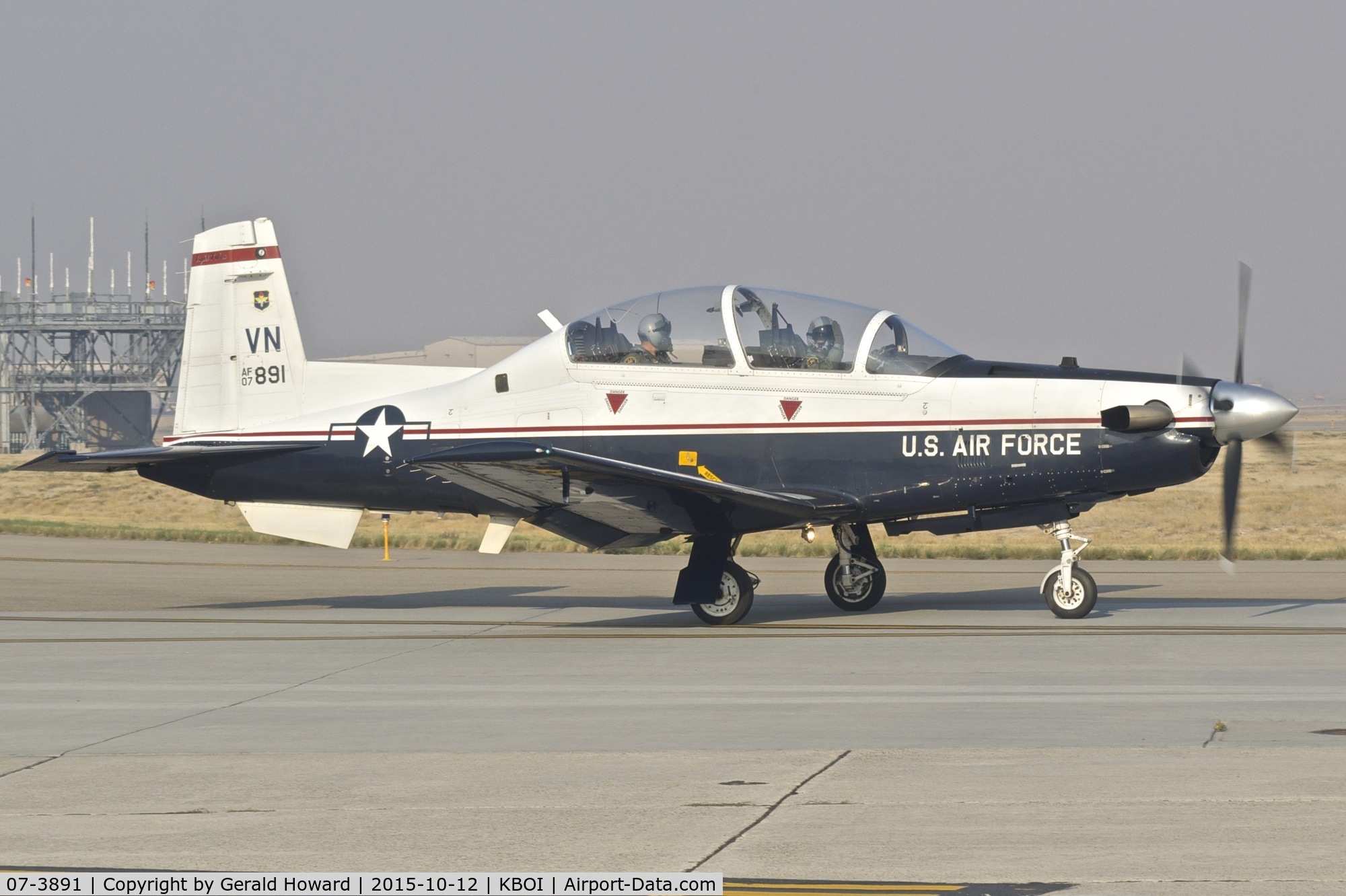 07-3891, 2007 Raytheon T-6A Texan II C/N PT-446, Taxiing to RWY 10R.  71st Flying Training Wing, 8th Flying Training Squadron  “8 Ballers”, Vance AFB, OK.