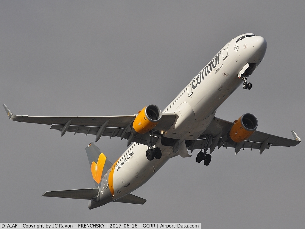 D-AIAF, 2015 Airbus A321-211 C/N 6459, Condor take off to Dusseldorf (DUS)