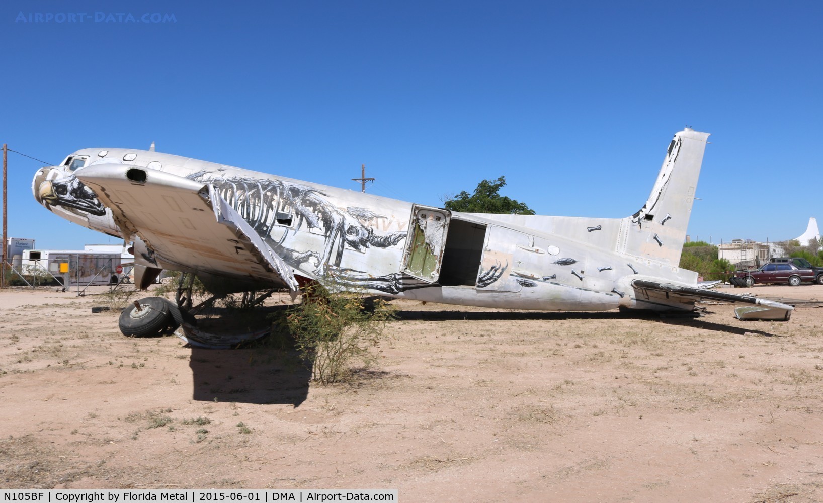 N105BF, Douglas C-117D C/N 12441, C-117D on some private boneyard property (that I was able to legally explore) by Davis Monthan AFB, this aircraft was painted in art like some of the ones at PIMA but never got used