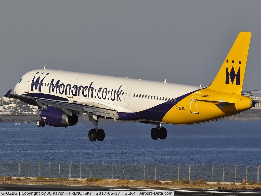 G-OZBG, 2003 Airbus A321-231 C/N 1941, Monarch Airlines ZB542 landing runway 03 from Manchester