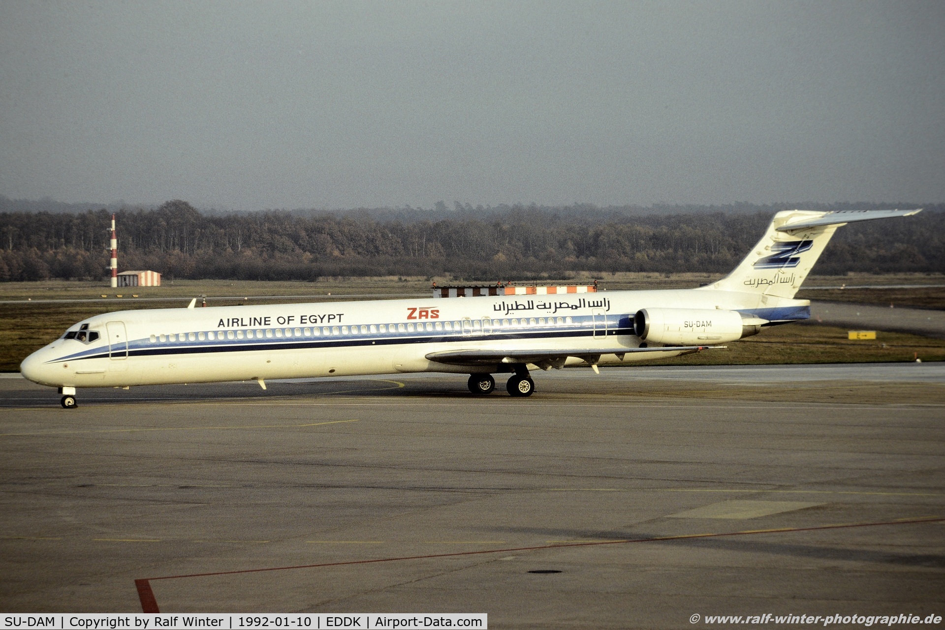 SU-DAM, 1989 McDonnell Douglas MD-83 (DC-9-83) C/N 49848, McDonnell Douglas MD-83 - ZAS Airline of Egypt - SU-DAM - 10.01.1992 - CGN