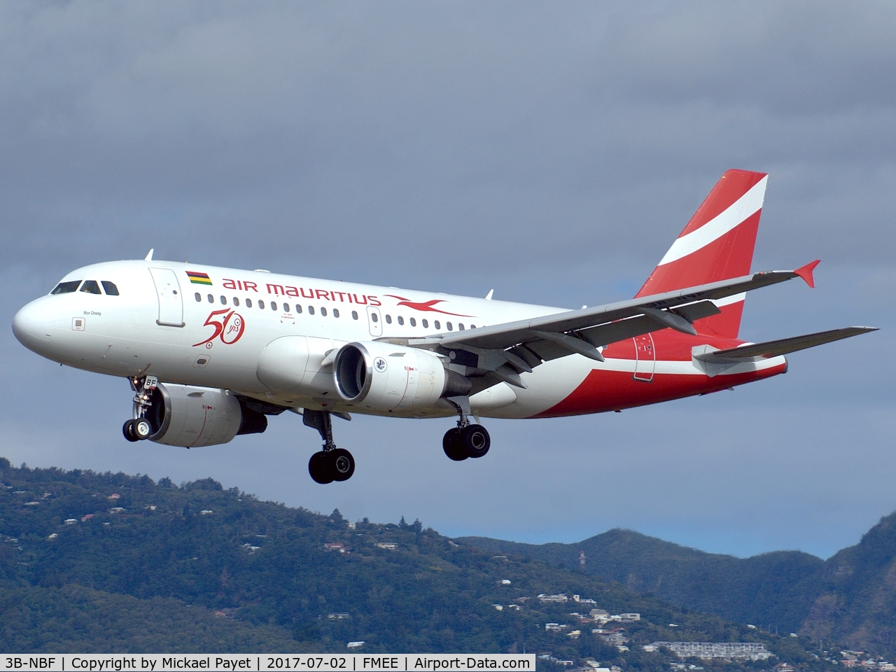 3B-NBF, 2001 Airbus A319-112 C/N 1592, With '50 yrs' stickers
