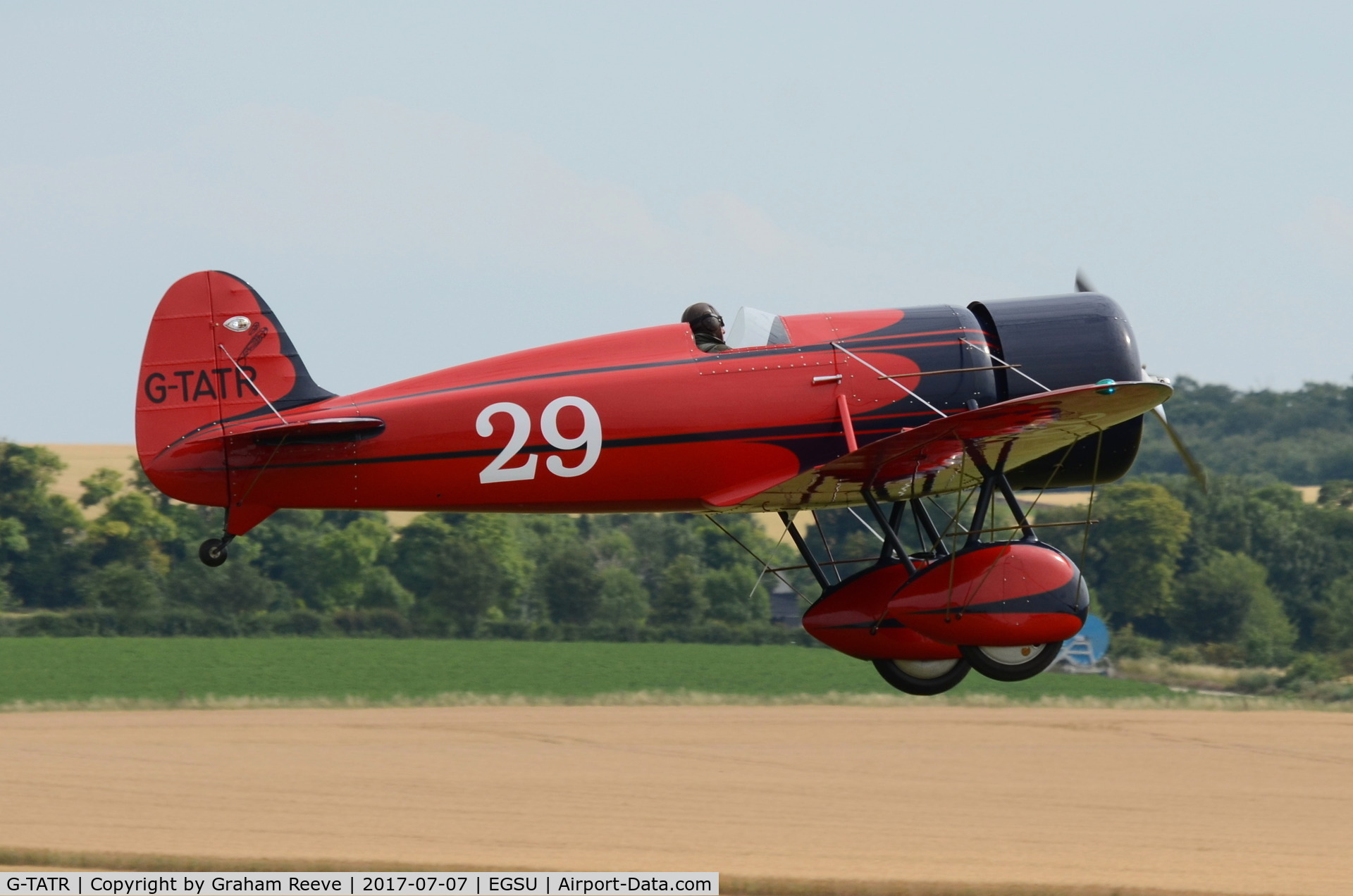 G-TATR, 2012 Travel Air Type R Racer Replica C/N LAA 362-14892, Landing at Duxford.