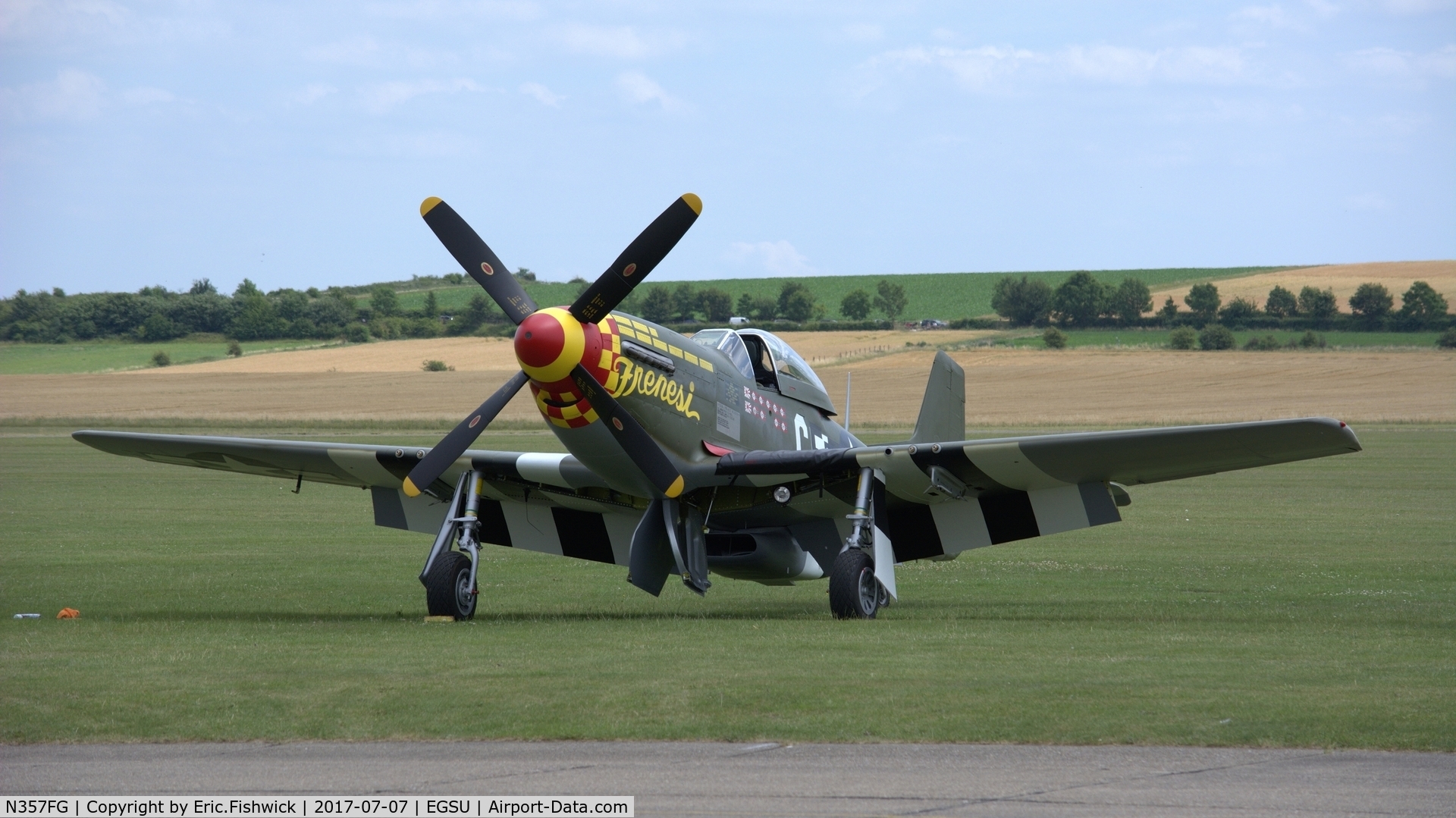 N357FG, 1944 North American P-51D C/N 44-12139, 3. 'Frenesi' on the eve of The Flying Legends Airshow, July 2017.