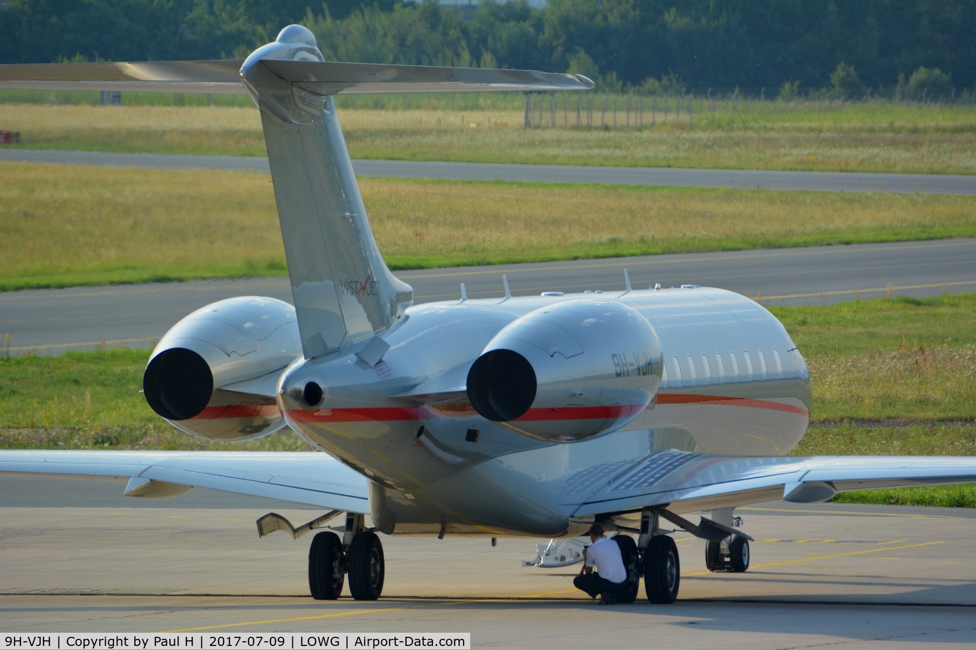 9H-VJH, 2013 Bombardier BD-700-1A10 Global 6000 C/N 9585, Global 6000 and its Pilot on the tarmac
