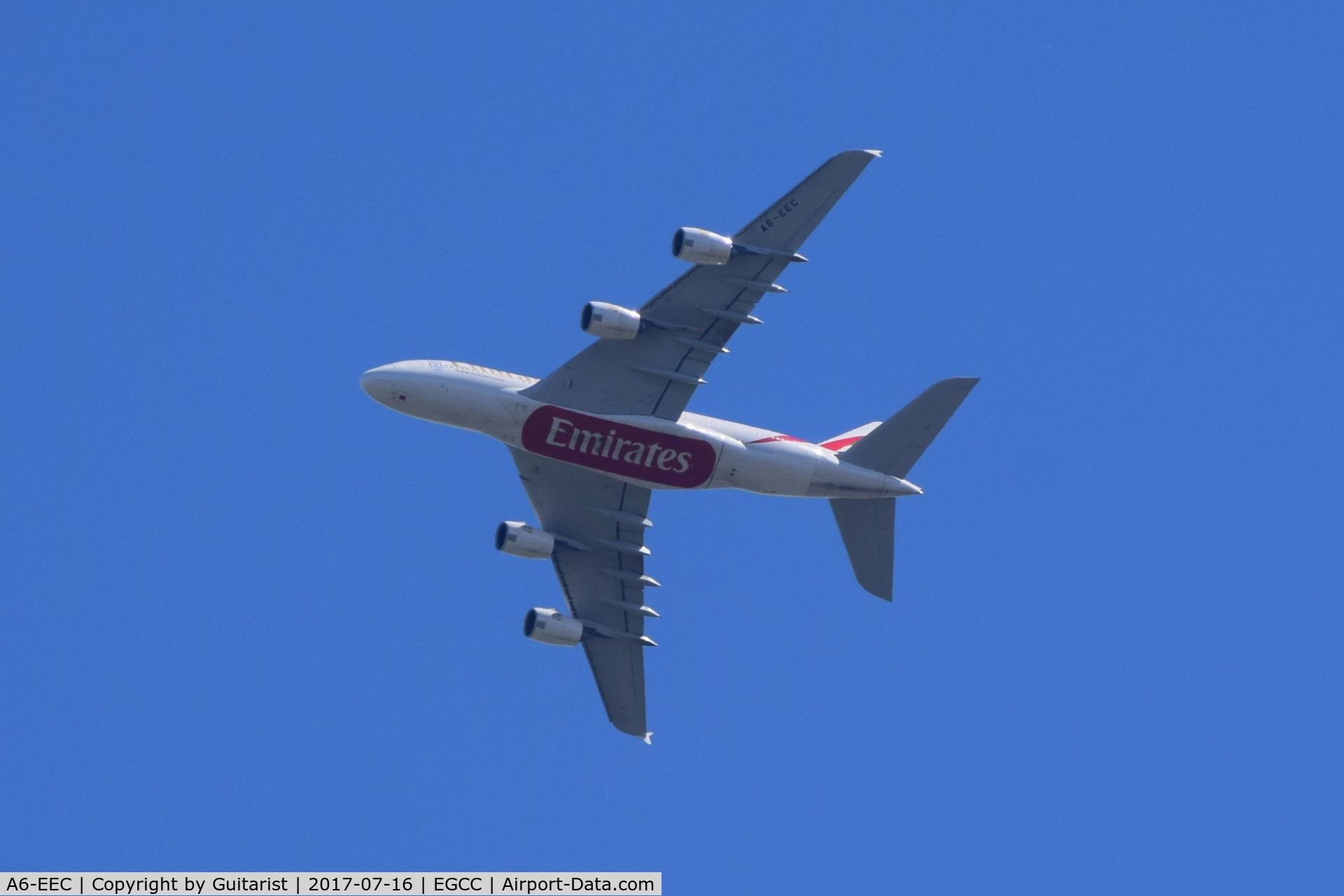 A6-EEC, 2012 Airbus A380-861 C/N 110, Departing Manchester