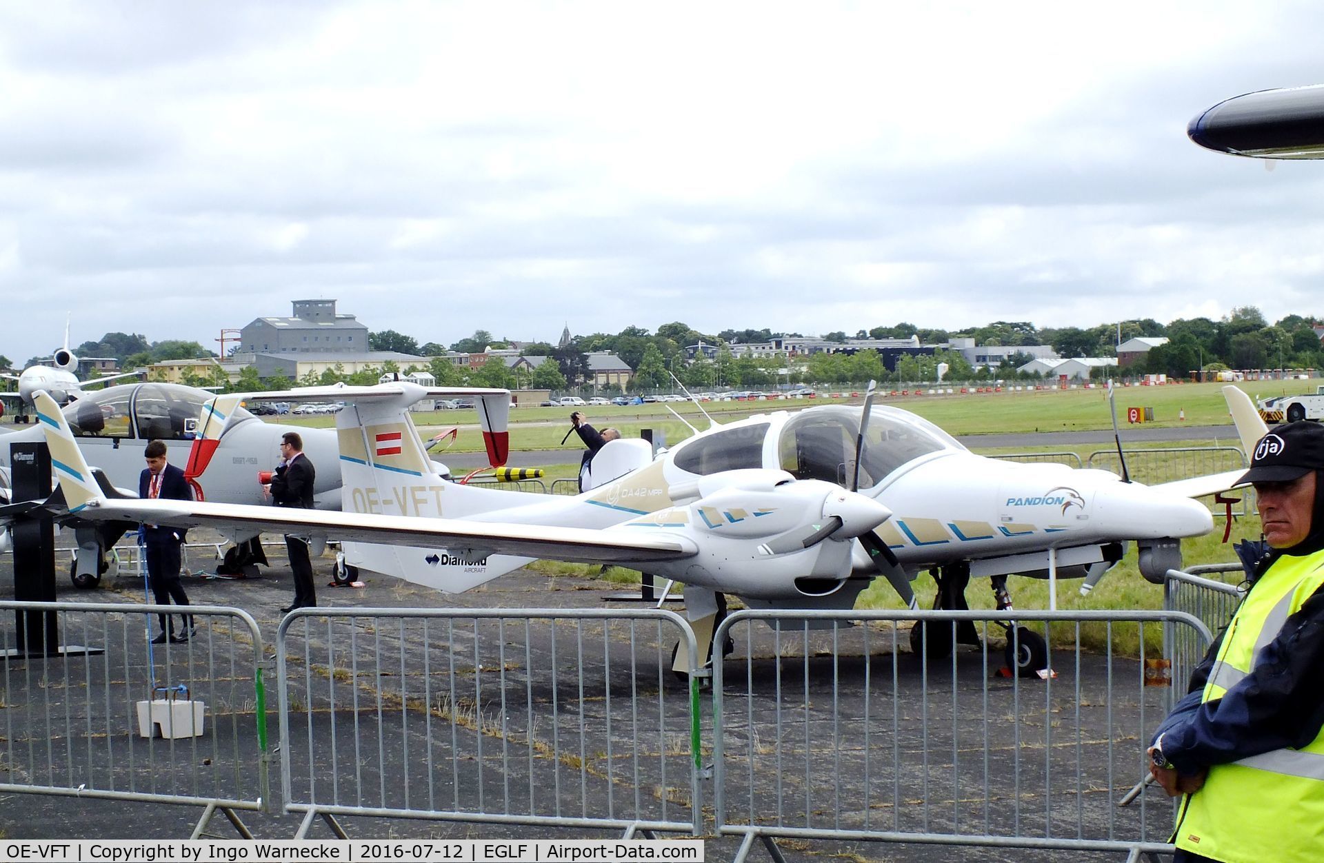 OE-VFT, Diamond DA-42 NG Turbo Twin Star C/N 42.379, Diamond DA-42MPP Pandion at Farnborough International 2016