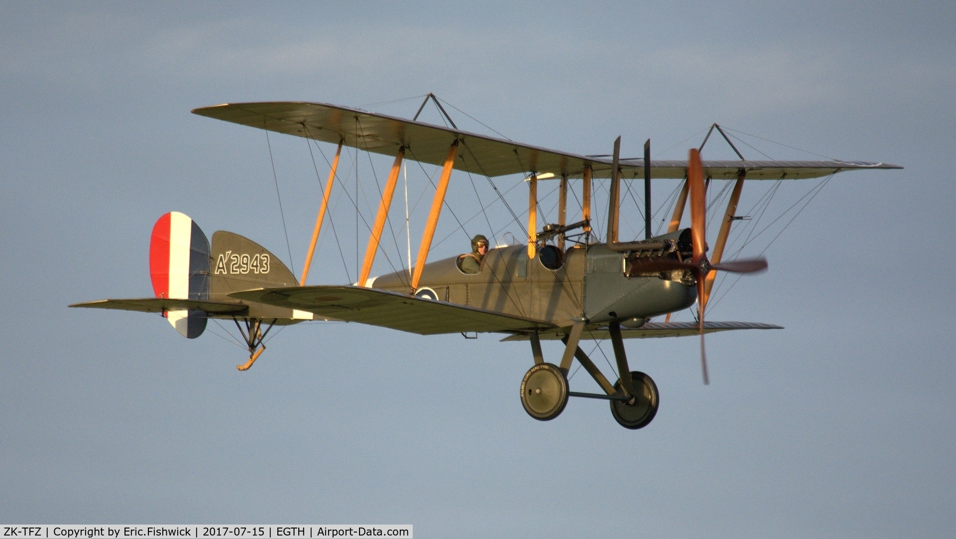 ZK-TFZ, Royal Aircraft Factory BE-2e Replica C/N 753, b. ZK-TFZ A'2943 in display mode at the Evening Airshow, The Shuttleworth Collection, July, 2017