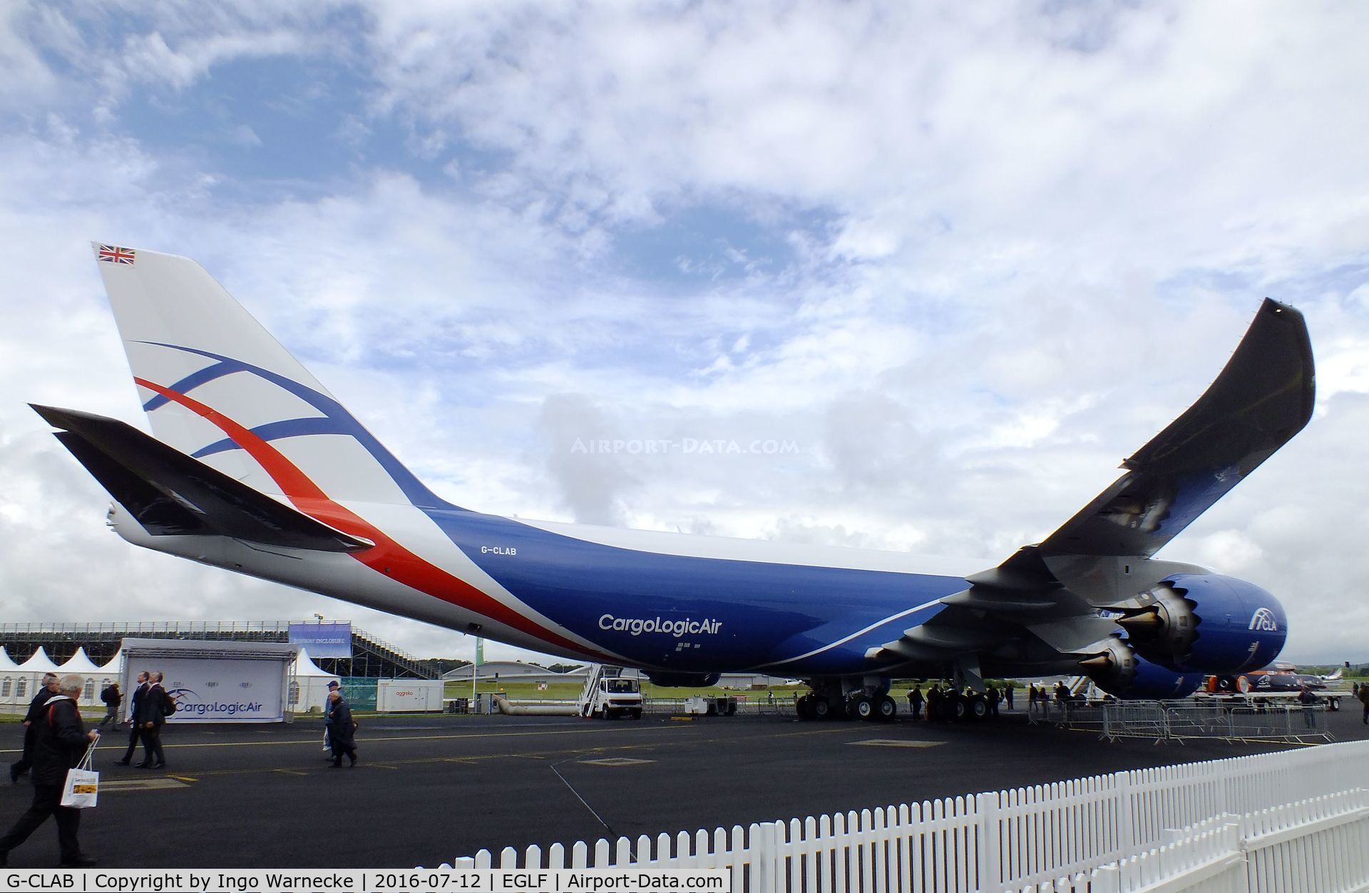 G-CLAB, 2015 Boeing 747-83QF C/N 60119, Boeing 747-83QF of CargoLogicAir at Farnborough International 2016