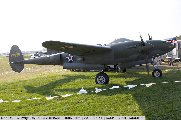 N7723C, 1944 Lockheed P-38L-5 Lightning C/N 7985, Lockheed P-38L Lightning Honey Bunny CN 7985, NL7723C
