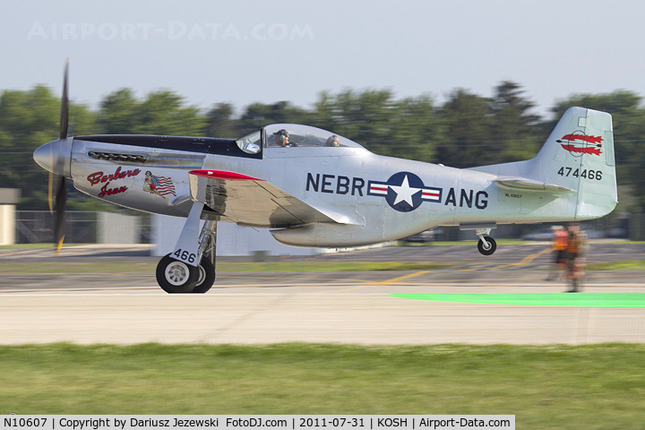 N10607, 1944 North American P-51D Mustang C/N 122-41006, North American P-51D Mustang Barbara Jean CN 44-74466A, N10607