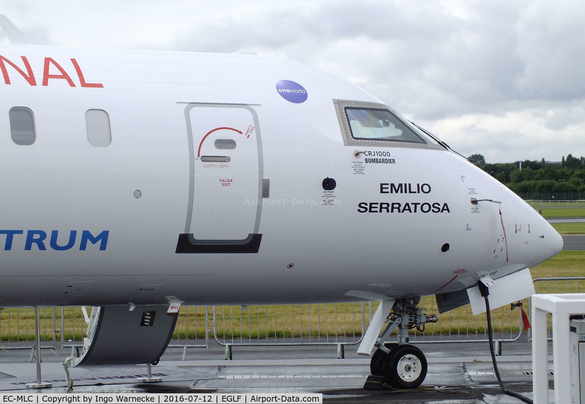 EC-MLC, 2016 Bombardier CRJ-1000ER NG (CL-600-2E25) C/N 19048, Bombardier CRJ-1000ER NG of Iberial Regional at Farnborough International 2016