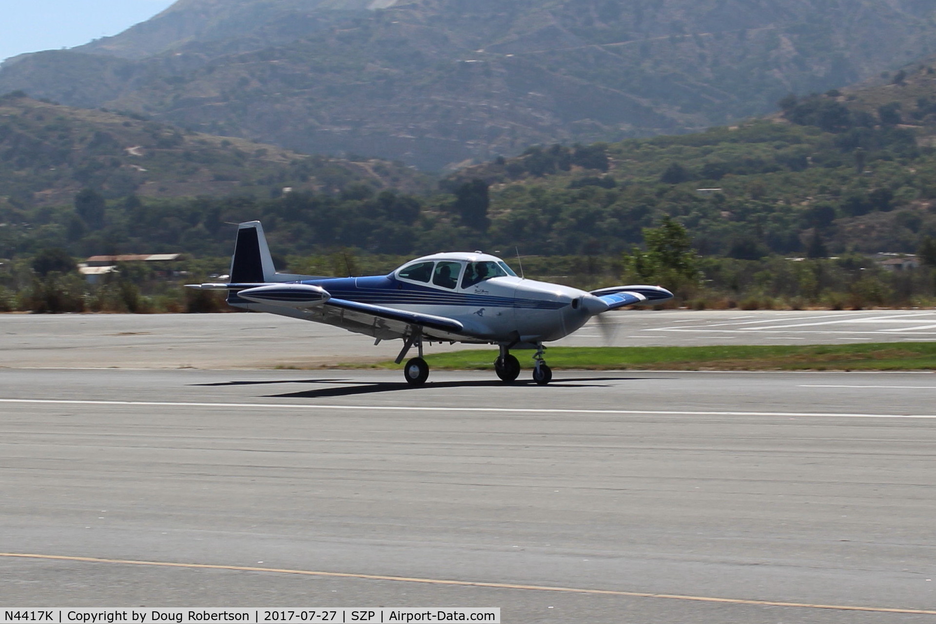 N4417K, 1948 Ryan Navion C/N NAV-4-1417, 1948 Ryan NAVION, Continental E-185 listed 205 Hp, landing roll Rwy 22