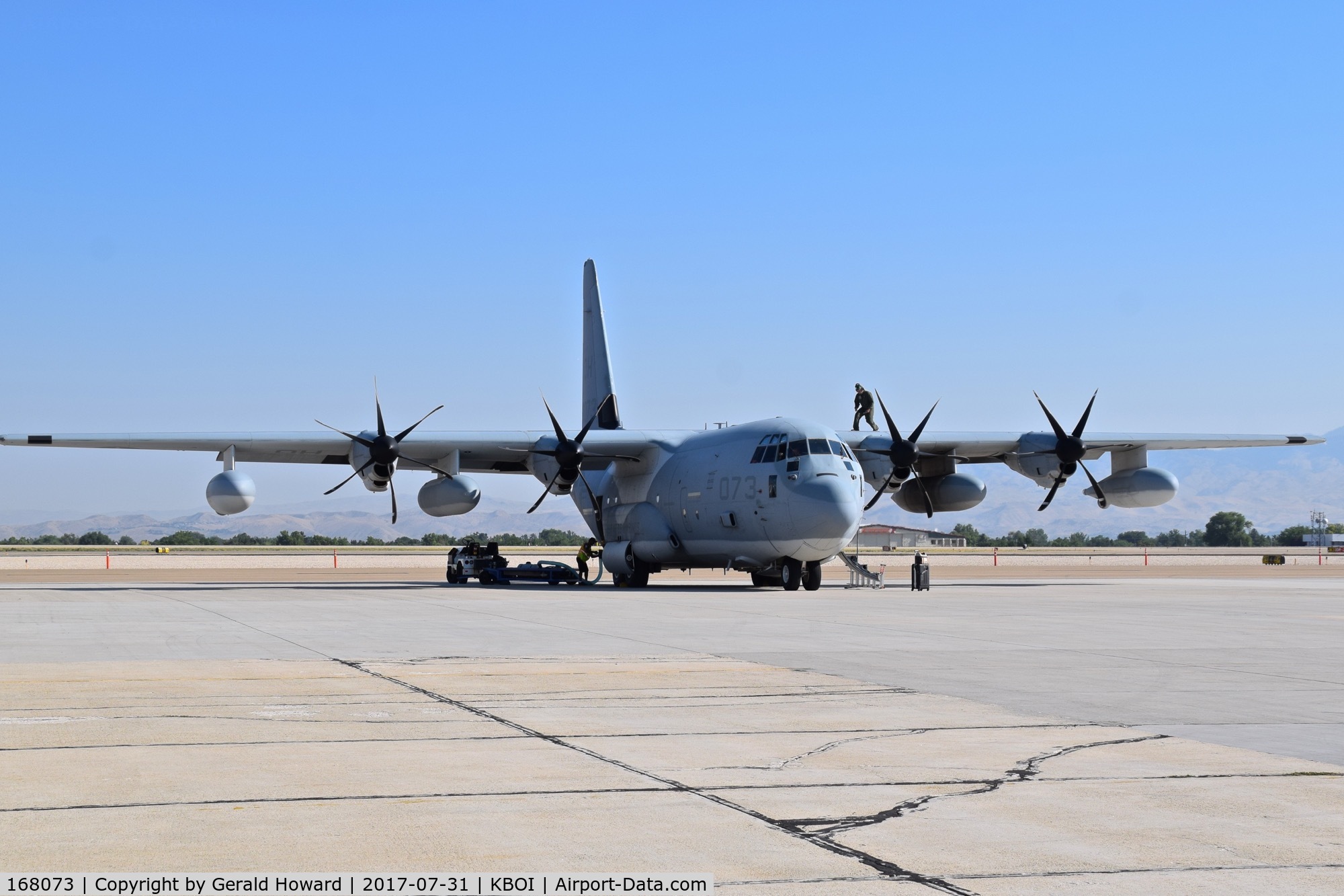 168073, 2014 Lockheed Martin KC-130J-30 Hercules C/N 382-5741, Parked on the south GA ramp.  VMGR 234 “Rangers” NAS Fort Worth, TX