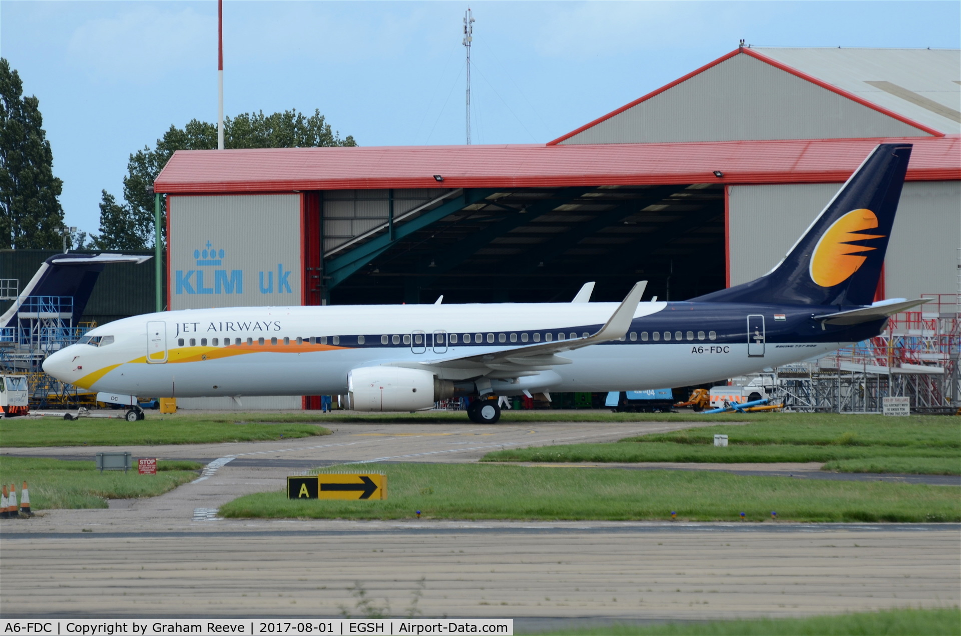 A6-FDC, 2008 Boeing 737-86Q C/N 40233, Under tow at Norwich.