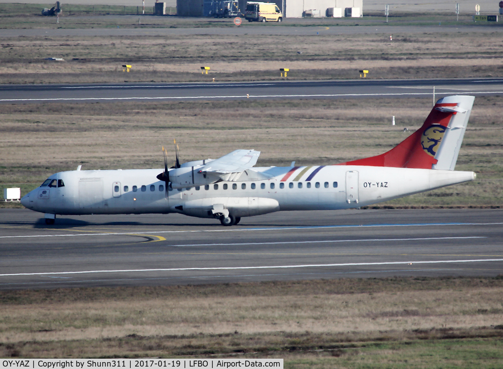 OY-YAZ, 1998 ATR 72-500 C/N 560, Arriving from ferry flight... now stored @ BLL