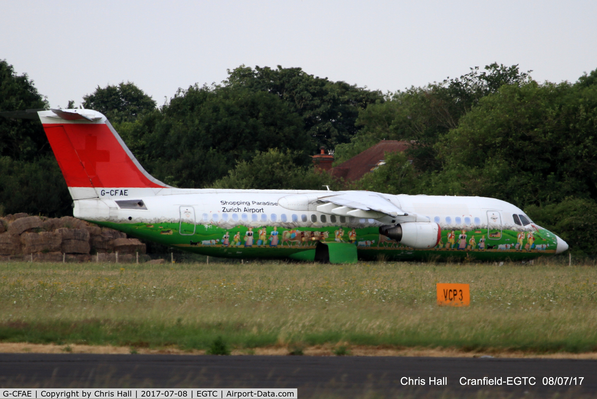 G-CFAE, 2001 British Aerospace Avro 146-RJ100 C/N E3381, stored at Cranfield