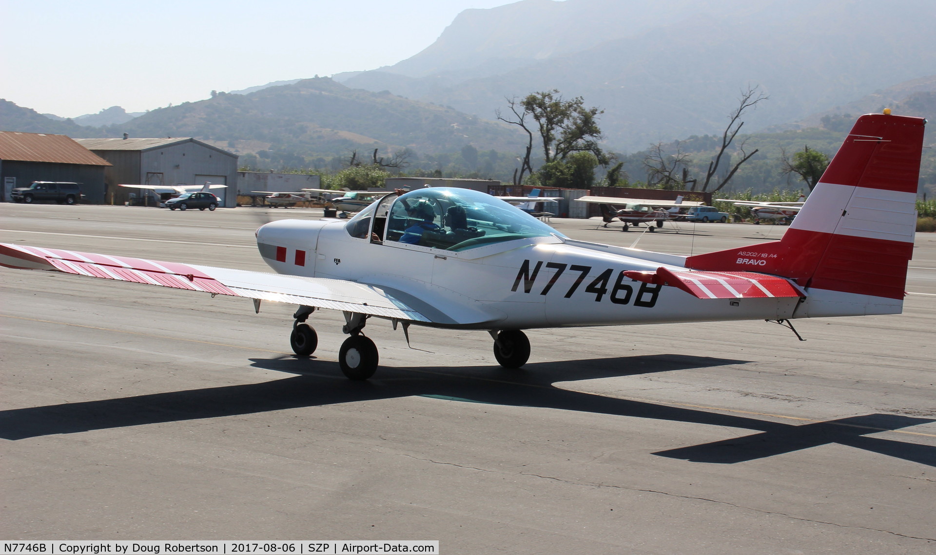 N7746B, 1992 FFA AS-202/18A-4 Bravo C/N 238, 1992 Ffa Flugzeugwerke Altenrhein AG AS-202/18A4 BRAVO, Lycoming AEIO-360-B1F 180 Hp CS prop, fully aerobatic. Chutes typically worn. Two seats. ONLY ONE IN AMERICA! taxi