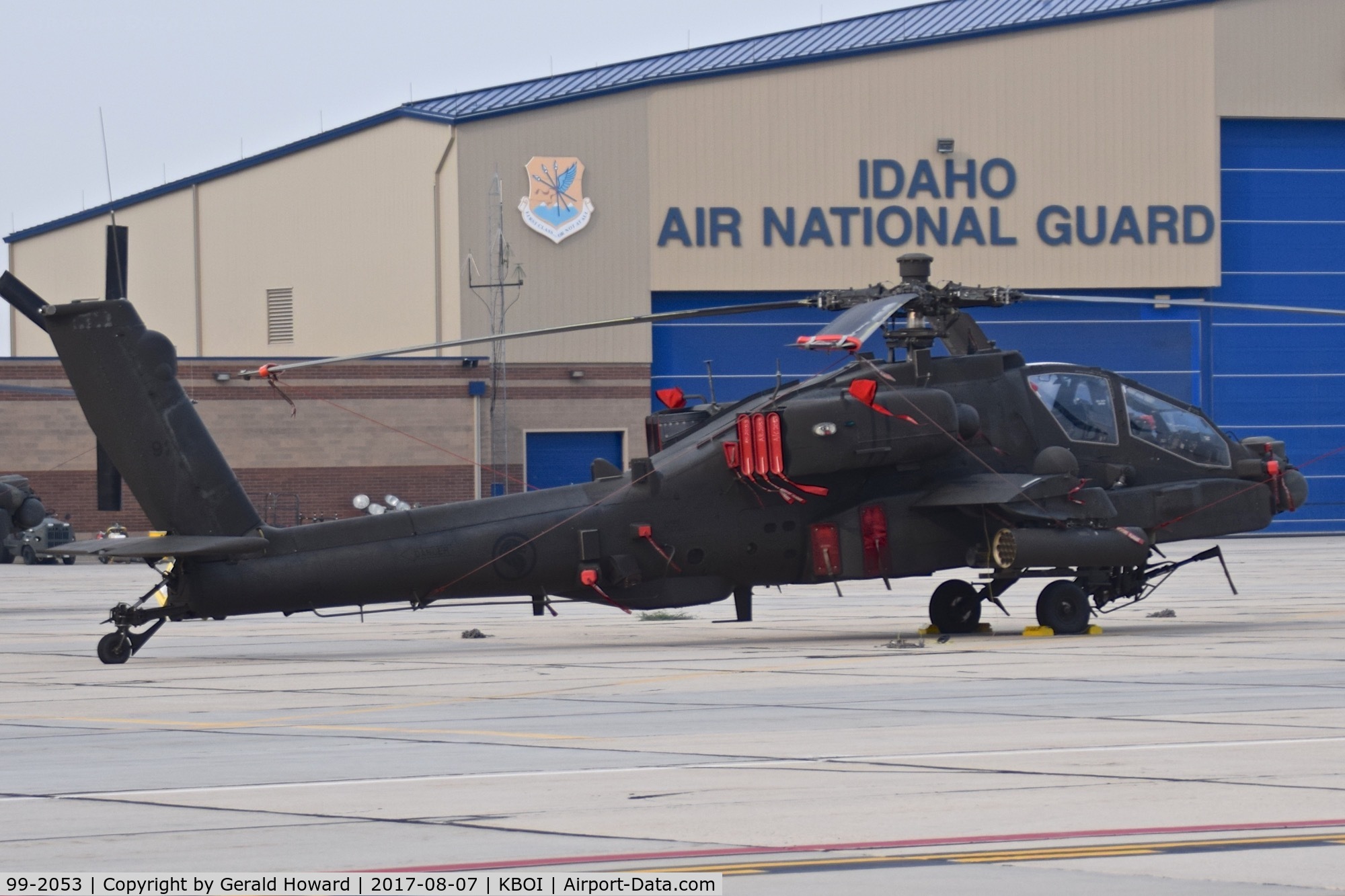 99-2053, 1999 Boeing AH-64D Apache C/N SN004, 201 Squadron, Royal Singapore Air Force parked on Idaho ANG ramp. Being trained by the 285th Aviation Regiment, Arizona Army Guard.