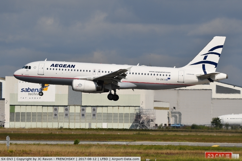 SX-DVJ, 2007 Airbus A320-232 C/N 3365, Aegean Airlines A3634 from Athens landing runway 23