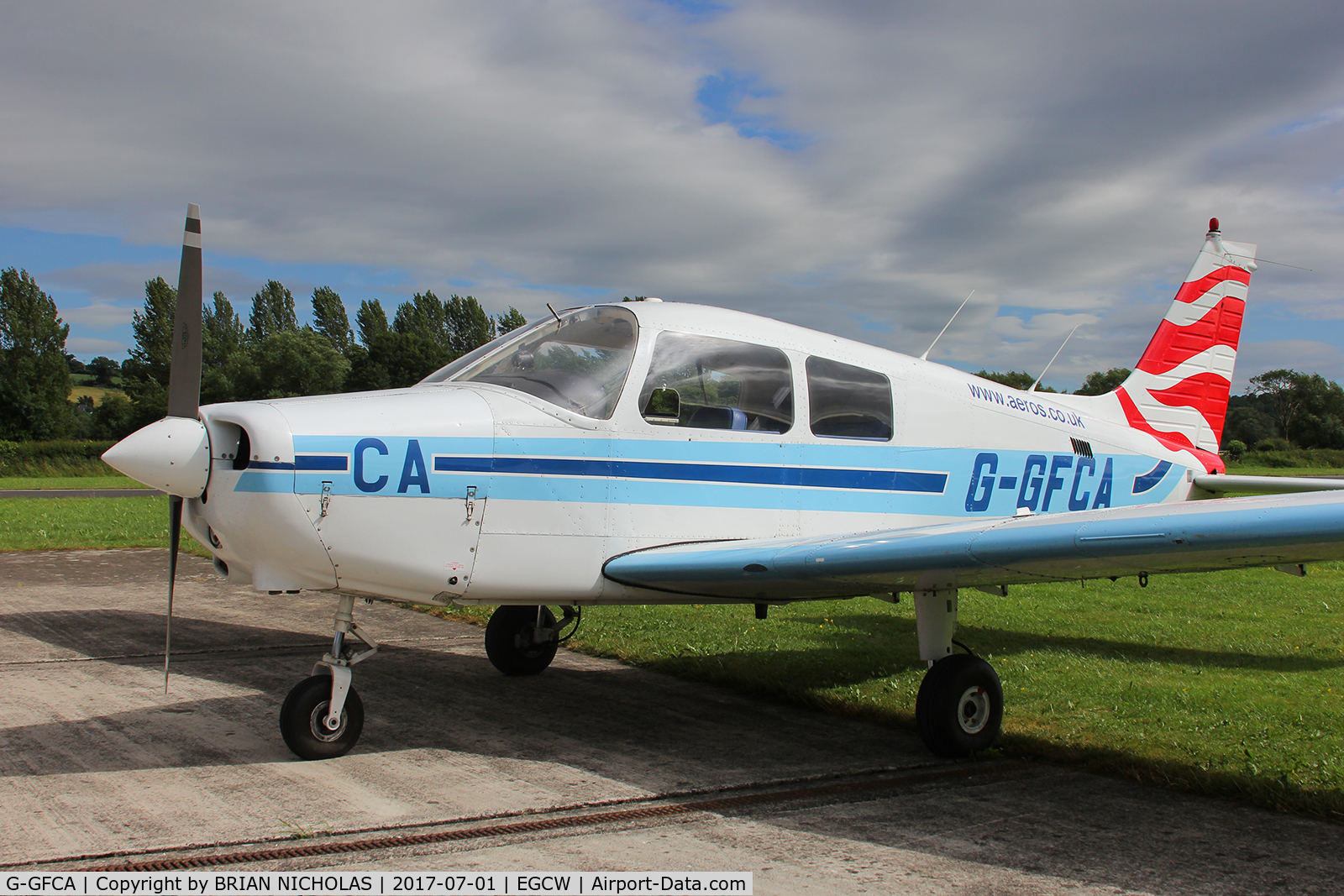 G-GFCA, 1989 Piper PA-28-161 Cadet C/N 28-41100, At Welshpool for the day.