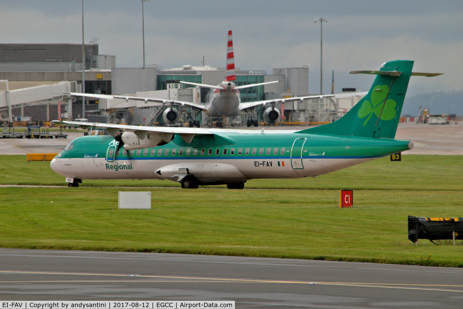 EI-FAV, 2013 ATR 72-600 (72-212A) C/N 1105, taxing round to its gate/stand @ egcc uk