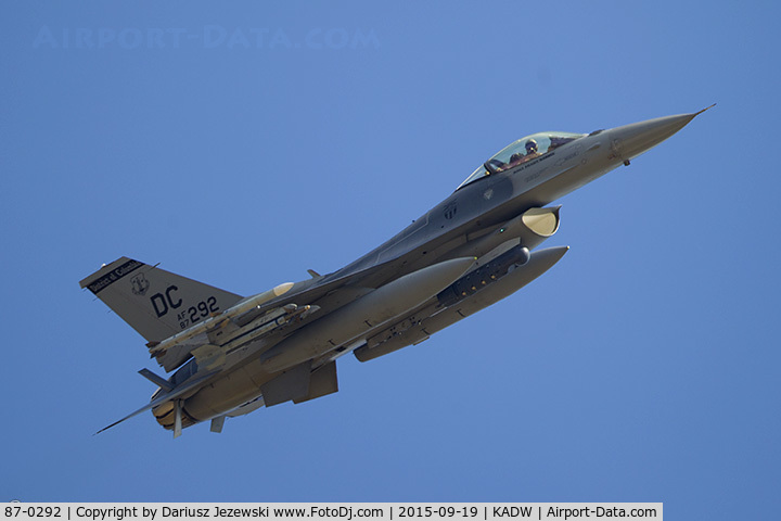87-0292, General Dynamics F-16C Fighting Falcon C/N 5C-553, F-16C Fighting Falcon 87-0292 DC from 121st FS 