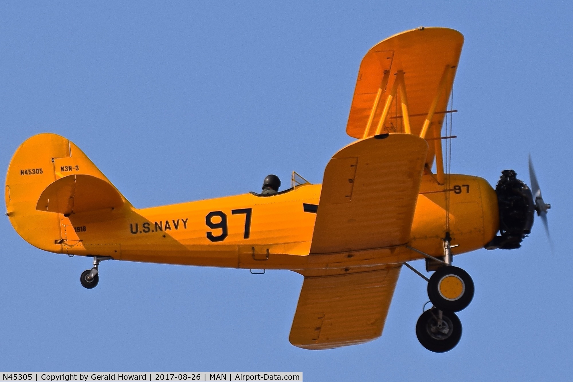 N45305, 1940 Naval Aircraft Factory N3N-3 C/N 1918, Departing RWY 29.