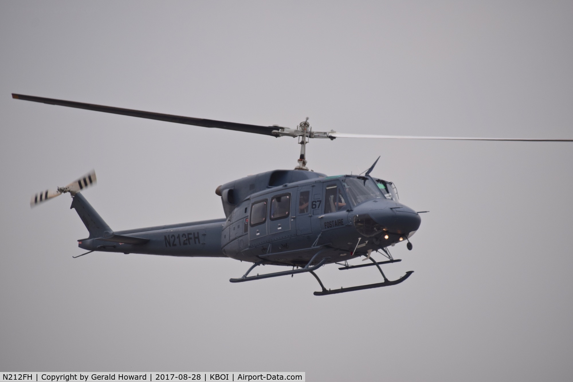 N212FH, Bell 212 C/N 3026, Approaching BOI from the west.