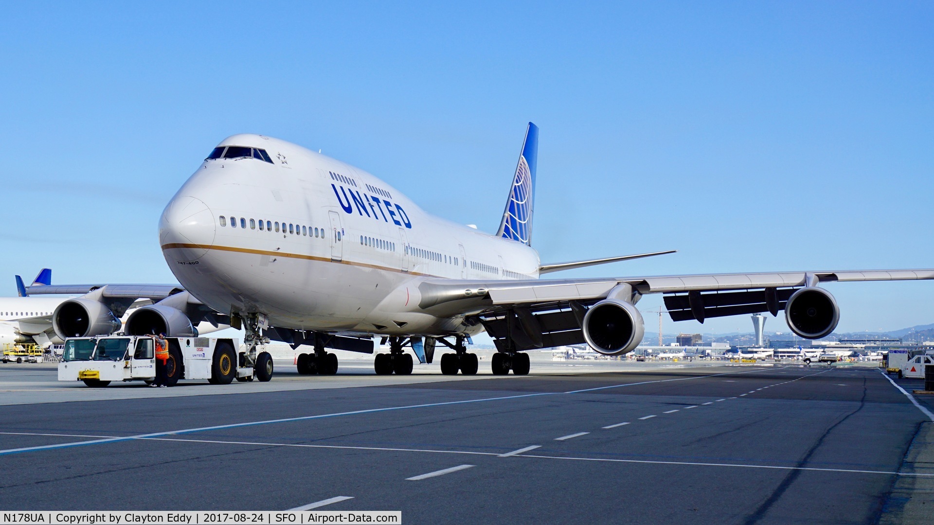 N178UA, 1990 Boeing 747-422 C/N 24385, SFO 2017.