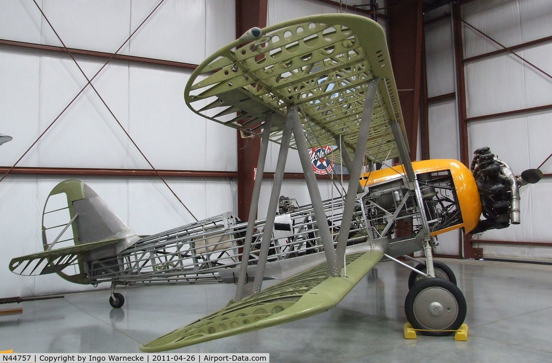 N44757, 1941 Naval Aircraft Factory N3N-3 C/N 2621, Naval Aircraft Factory N3N-3 (without skin) at the Yanks Air Museum, Chino CA