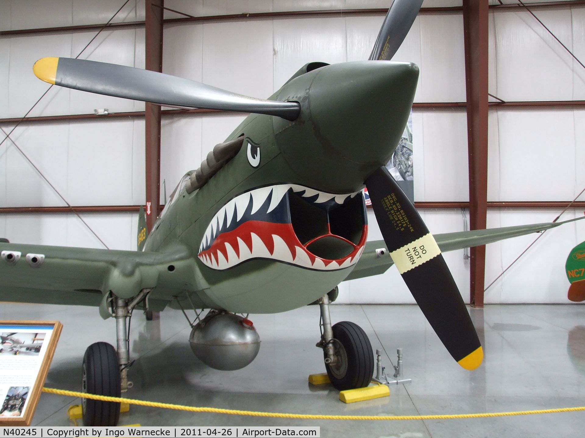 N40245, Curtiss P-40E Warhawk C/N 1038, Curtiss P-40E Warhawk at the Yanks Air Museum, Chino CA