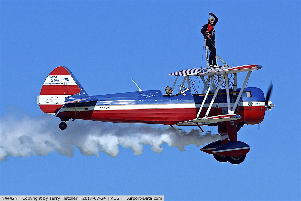 N4442N, 1943 Boeing A75N1 (PT17) C/N 75-7893, At 2017 EAA AirVenture at Oshkosh