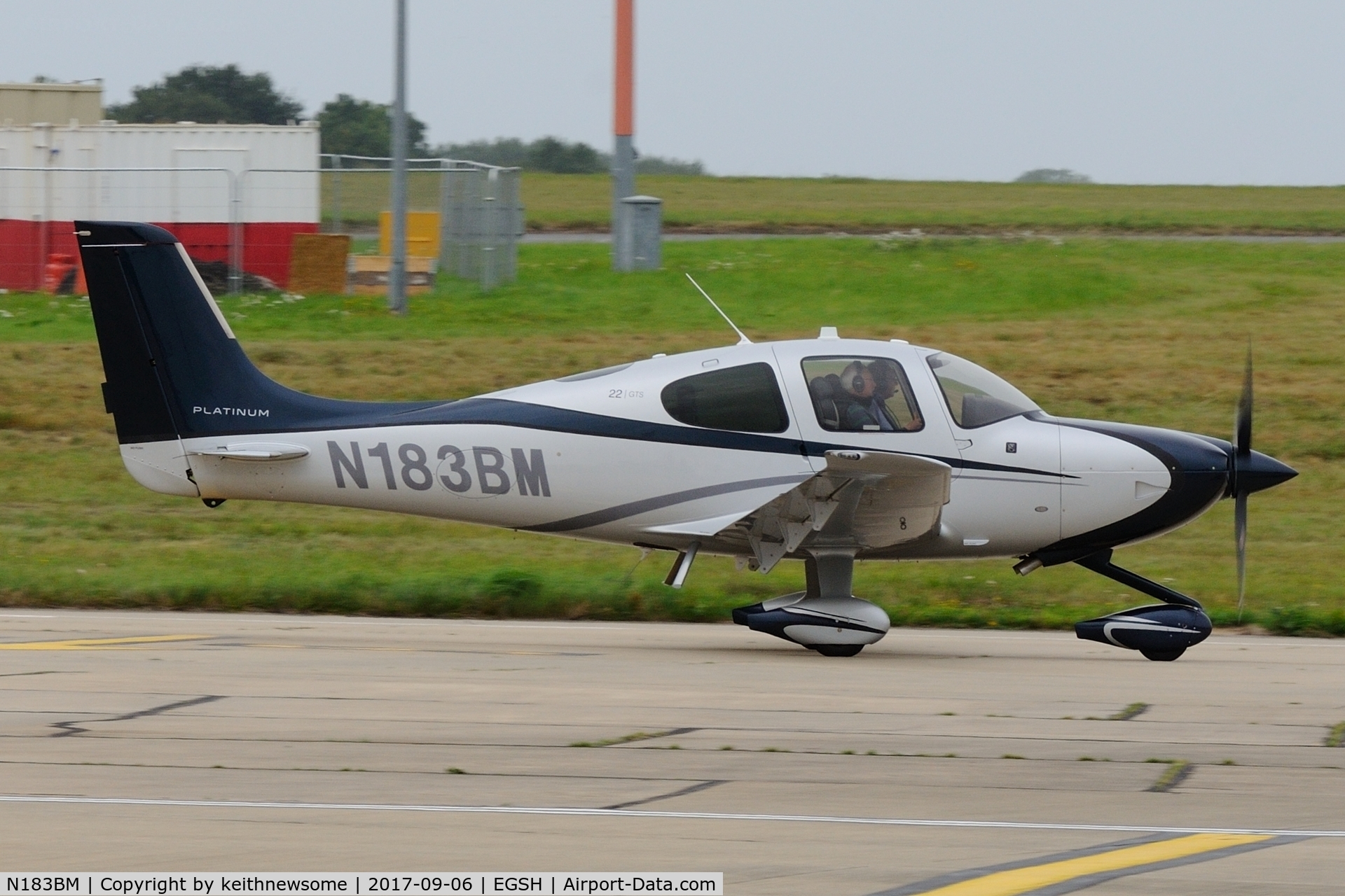 N183BM, 2014 Cirrus SR22 C/N 4080, Leaving Norwich.