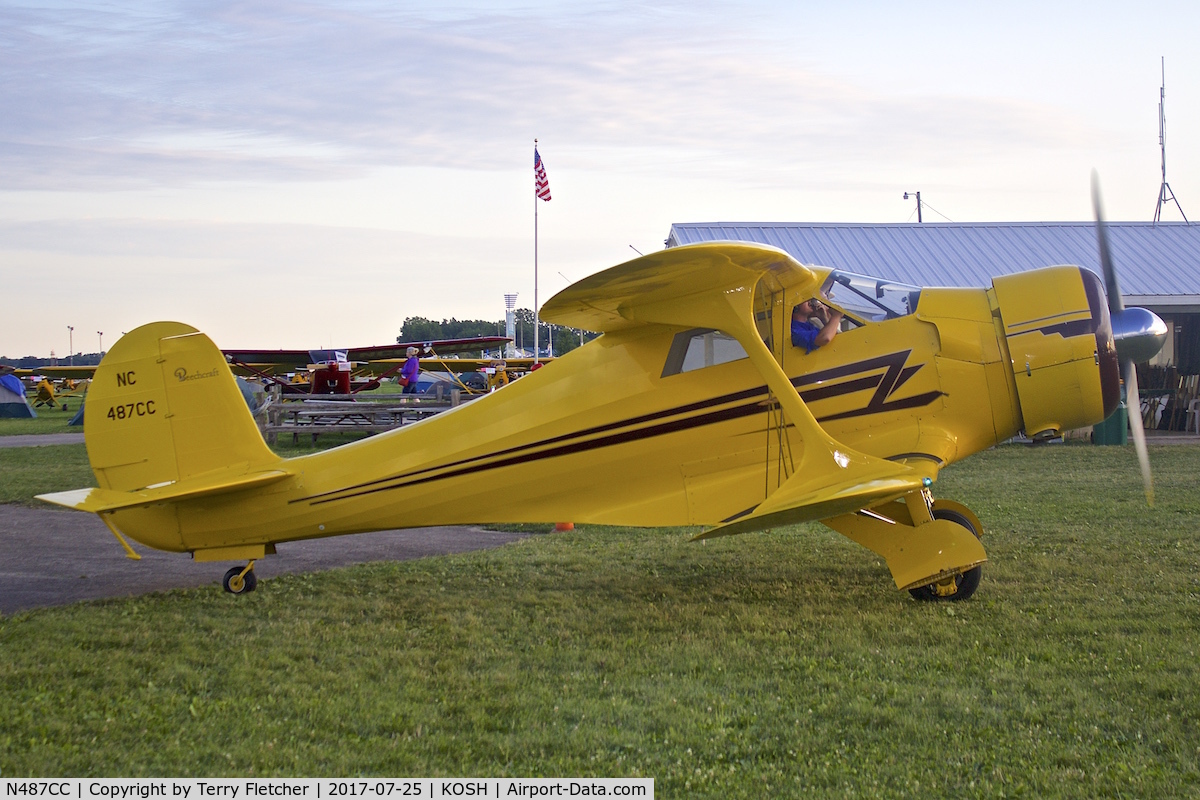 N487CC, 1943 Beech D17S Staggerwing C/N 4837, at 2017 EAA AirVenture at Oshkosh