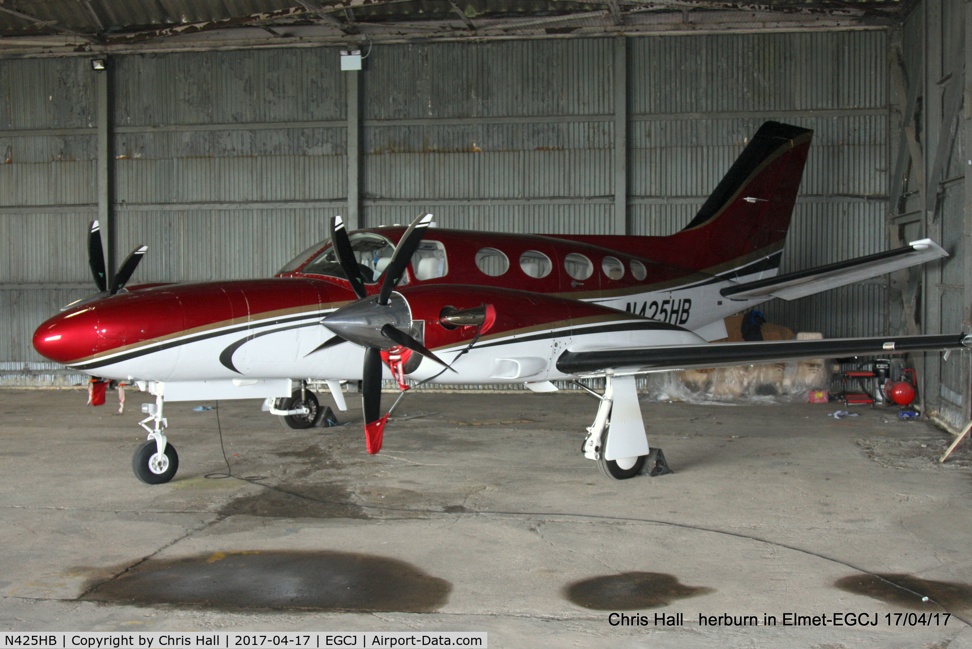 N425HB, 1981 Cessna 425 C/N 425-0073, at Sherburn in Elmet