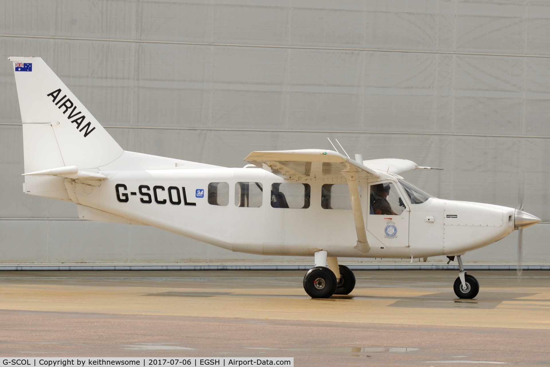 G-SCOL, 2006 Gippsland GA-8 Airvan C/N GA8-05-088, Preparing to leave Norwich.
