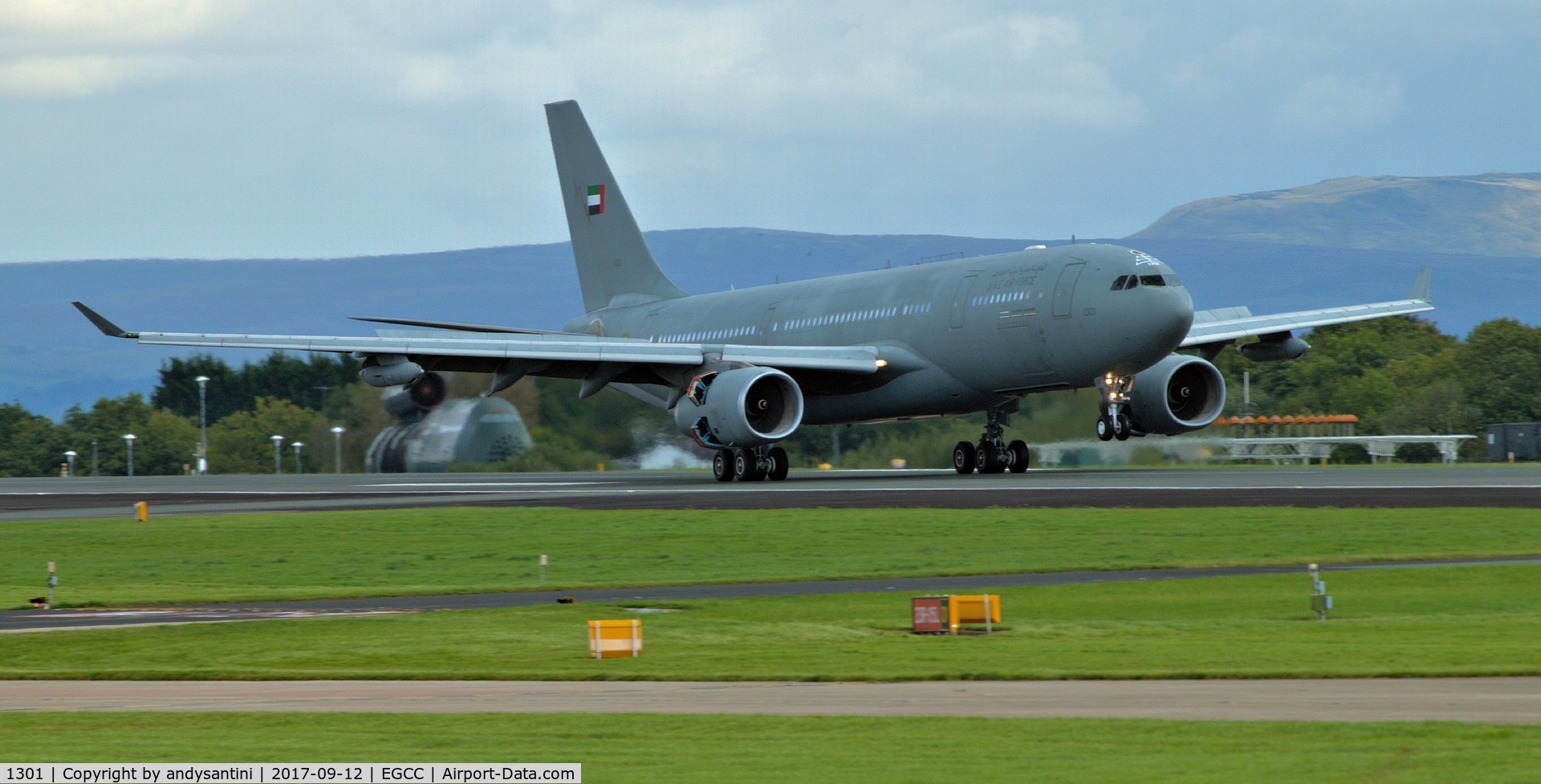 1301, 2010 Airbus A330-243/MRTT C/N 1186, just landed on runway 23R @ egcc uk.
